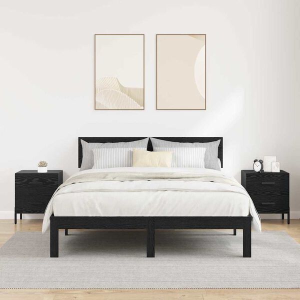 vidaXL Nachttisch 2 pcs Schwarz Eichen-Optik 40 x 35 x 47,5 cm