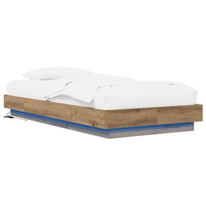 vidaXL Bettgestell mit LED Kunsthandwerk Eiche 80 x 200 cm