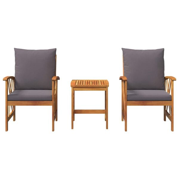 vidaXL Gartensofa-set mit Kissen 3 pcs &Ouml;l-Natur Massivholz Akazie