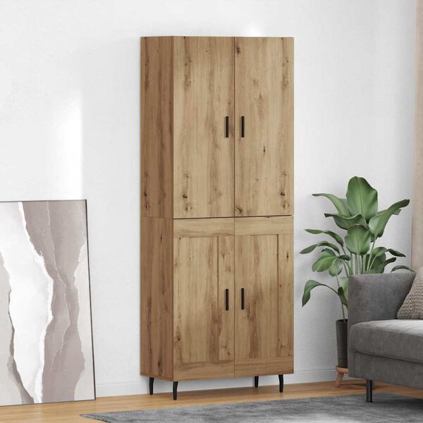vidaXL Highboard 2 pcs Artisan-Eiche Engineered Wood und Glas