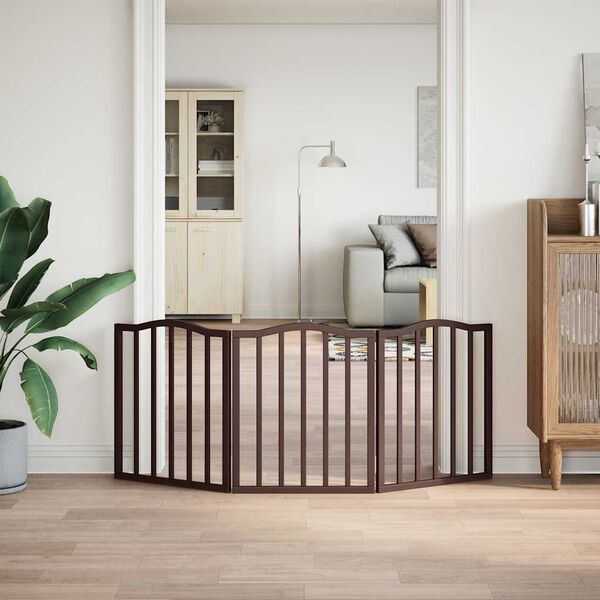 vidaXL 3-tlg. Hundetor Faltbar Braun Eiche-Optik 150 cm Pappelholz