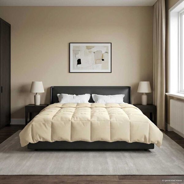 vidaXL Winterbettdecke Gepolstert Creme 220 x 260 cm Mikrofaser