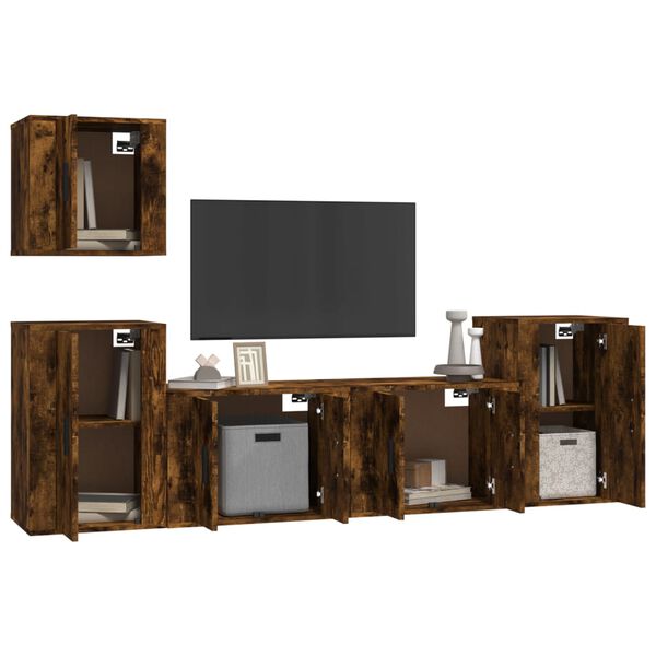 vidaXL 5-tlg. TV-Schrank-Set R&auml;uchereiche Holzwerkstoff