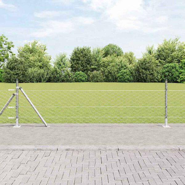 vidaXL Zaunpfosten Silber 50 x 0,4 m (50 mm Netz) Stahl