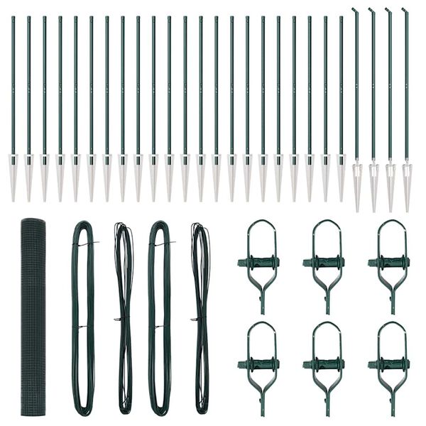 vidaXL Zaunpfosten Gr&uuml;n 50 x 1,2 m (25 x 25 mm Gitter) Stahl und PVC