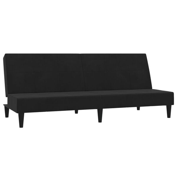 vidaXL Schlafsofa 2-Sitzer mit Hocker Schwarz Mikrofasergewebe