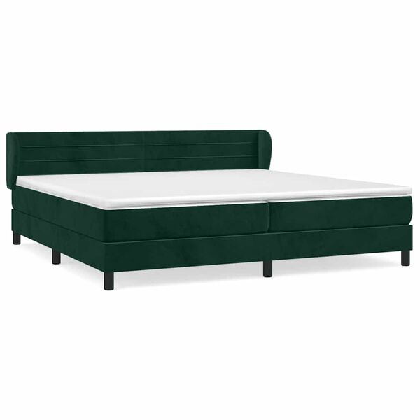 vidaXL Boxspringbett mit Matratze Dunkelgr&uuml;n 200x200 cm Samt