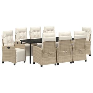 vidaXL Garten Essgruppe 9 stk. Beige Poly-Rattan
