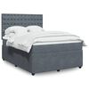 vidaXL Boxspringbett mit Matratze Dunkelgrau 140x200 cm Samt