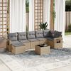 vidaXL 8-tlg. Garten-Sofagarnitur mit Kissen Beige Poly Rattan