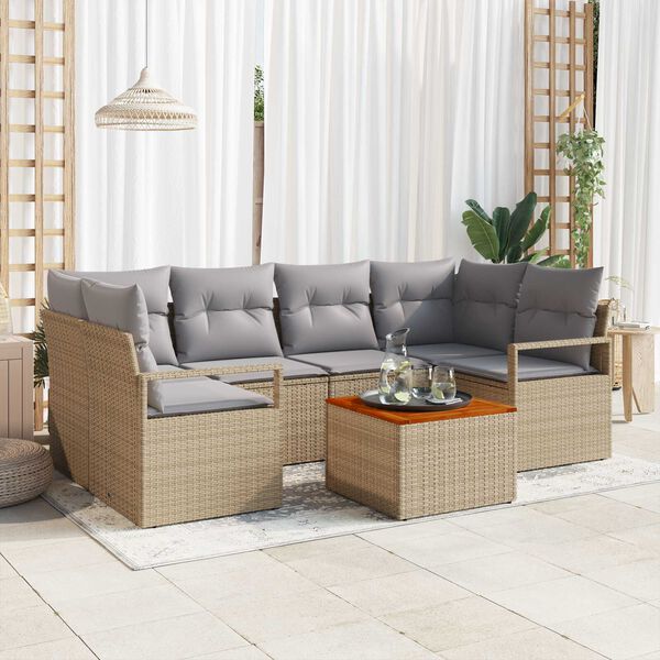 vidaXL Garten-Sofa-Set 7 pcs Beige und Hellgrau