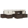 vidaXL Garten-Sofa-Set mit Kissen mit Speicher 7 pcs Braun Poly Rattan