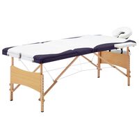 vidaXL Massageliege Klappbar 3-Zonen mit Holzgestell Weiß und Lila