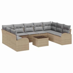 vidaXL Gartensofa-set mit Kissen 10 pcs Beige und hellgrau Poly-Rattan