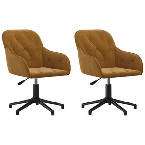 vidaXL Esszimmerst&uuml;hle 2 Stk. Drehbar Braun Samt