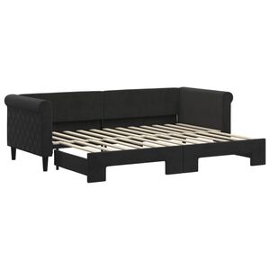 vidaXL Tagesbett Ausziehbar Schwarz 80x200 cm Samt