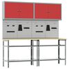 vidaXL Werkbank-Set 8 stk. Rot und Grau Pulverbeschichteter Stahl