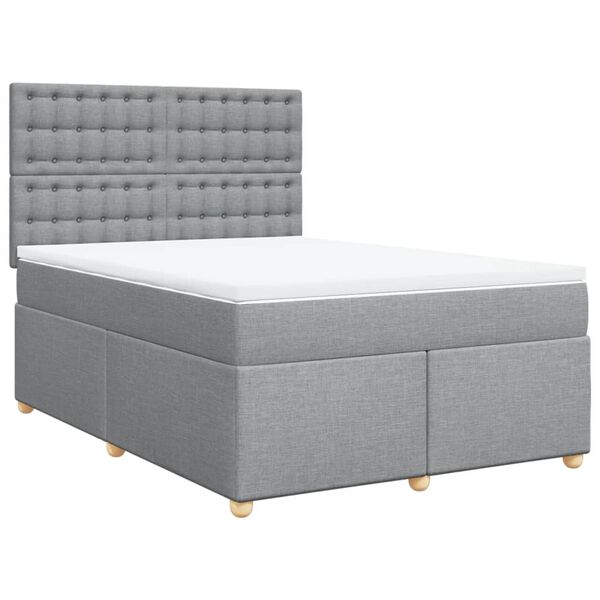 vidaXL Boxspringbett mit Matratze Hellgrau 140x190 cm Stoff