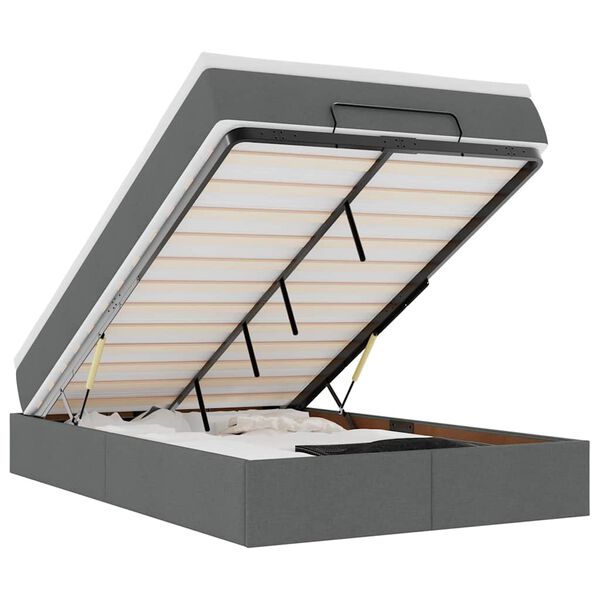 vidaXL Ottoman-Bett mit Matratze Dunkelgrau 120x200 cm Stoff