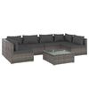 vidaXL 7-tlg. Garten-Lounge-Set mit Kissen Poly Rattan Grau