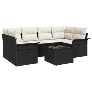 vidaXL Gartensofa-set 7 pcs Schwarz und Creme 55 x 55 x 37 cm