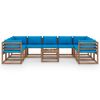 vidaXL 10-tlg. Garten-Lounge-Set mit Kissen in Hellblau