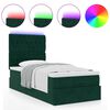 vidaXL Ottoman-Bett mit Matratzen & LEDs Dunkelgr&uuml;n 100x200 cm Samt