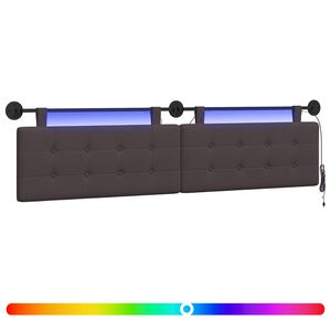 vidaXL H&auml;ngendes Kopfteil Mit LED Licht Dunkelbraun Stoff