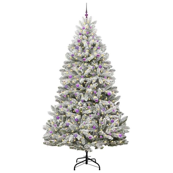 vidaXL K&uuml;nstlicher Weihnachtsbaum Gr&uuml;n und Wei&szlig; 270 cm PVC und Metall