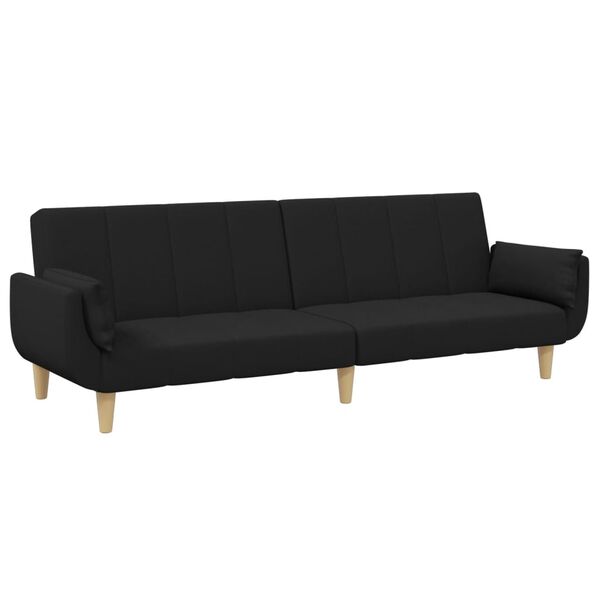 vidaXL Schlafsofa 2-Sitzer mit Fußhocker Schwarz Stoff