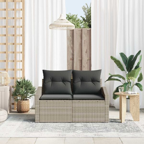 vidaXL Garten-Sofa mit Kissen 123 x 62 x 69 cm Poly-Rattan