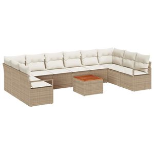vidaXL Gartensofa-set mit Kissen 11 pcs Beige Poly-Rattan