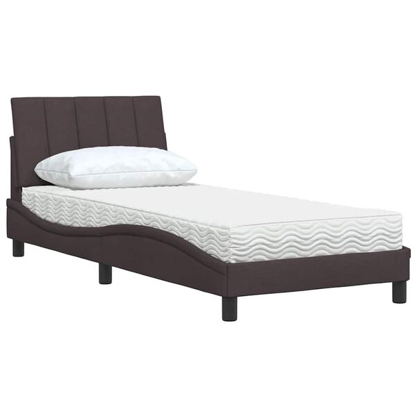 vidaXL Bett mit Matratze "Hanko" Dunkelbraun 90x190 cm Stoff