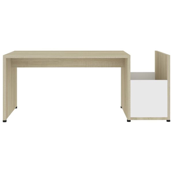 vidaXL Couchtisch Weiß Sonoma-Eiche 90x45x35 cm Holzwerkstoff