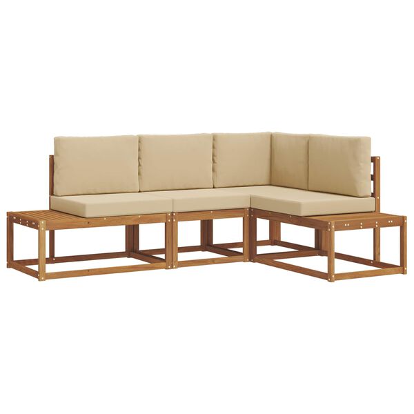 vidaXL Outdoor-Sofagarnitur mit Kissen 4 St&uuml;ck Natur und Beige
