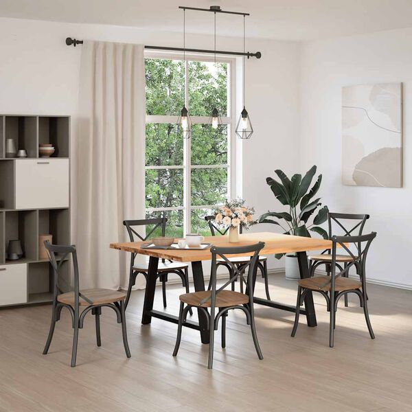 vidaXL Esstisch mit Baumkanten 180x120x74 cm Massivholz Eiche