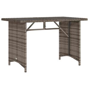 vidaXL Gartentisch mit Glasplatte Grau 110x68x70 cm Poly Rattan