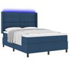 vidaXL LED Boxspringbett mit Matratze Blau 140 x 200 cm Stoff