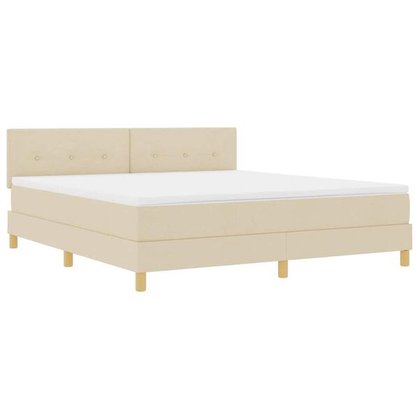 vidaXL Boxspringbett mit Matratze Creme 180 x 200 cm Stoff