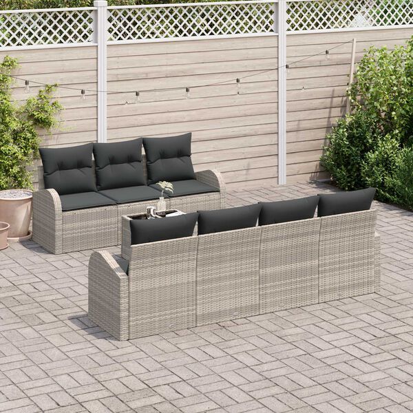 vidaXL Gartensofa-set Hellgrau 55 x 55 x 37 cm Poly-Rattan
