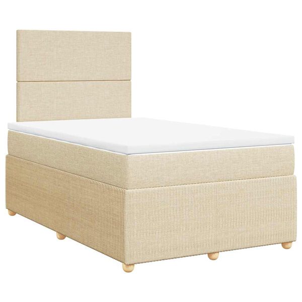 vidaXL Boxspringbett mit Matratze Creme 120x200 cm Stoff