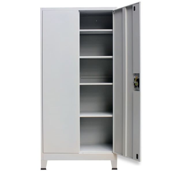 vidaXL B&uuml;roschrank mit 2 T&uuml;ren Stahl 90x40x180 cm Grau