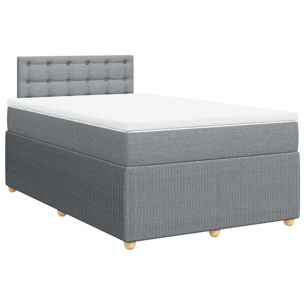 vidaXL Boxspringbett mit Matratze Hellgrau 120x200 cm Stoff