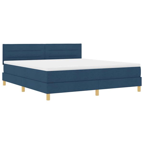 vidaXL Boxspringbett mit Kissen mit Kopfteil Blau 180 x 200 cm Stoff