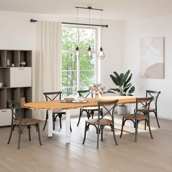 vidaXL Esstisch Hellbraun 320x120x74 cm Massivholz Eiche Oval