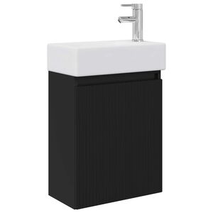 vidaXL Badezimmer Waschtischunterschrank mit Wasserhahn Schwarz