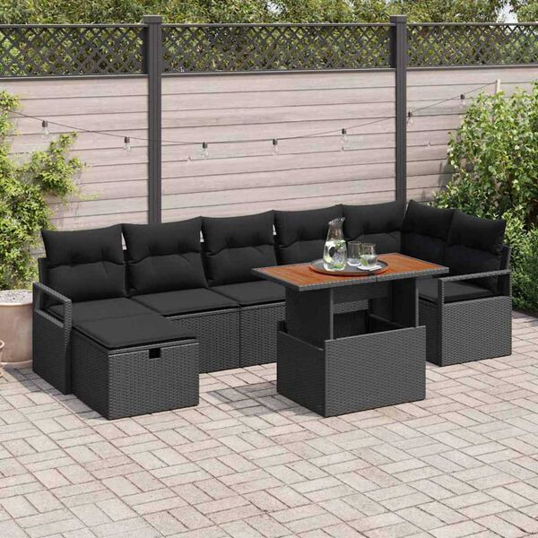 vidaXL Garten-Sofa-Set 8 pcs Schwarz Poly-Rattan