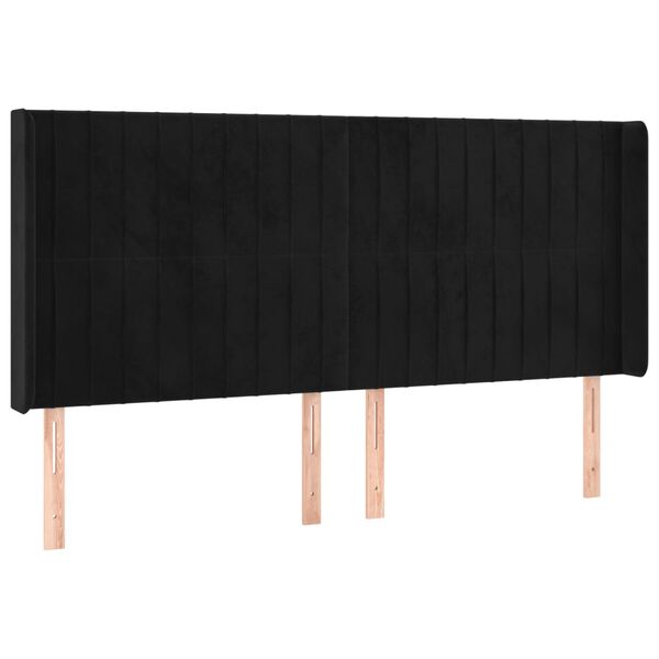 vidaXL LED Kopfteil Schwarz 203x16x118/128 cm Samt