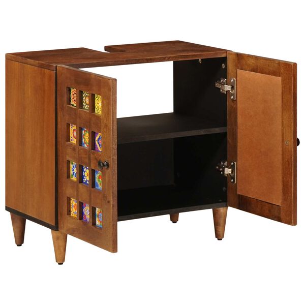 vidaXL Waschbeckenschrank mit Speicher mit T&uuml;r Walnuss 62 x 33 x 58 cm