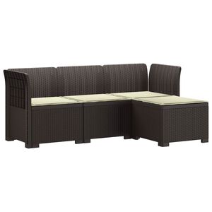 vidaXL 4-Sitzer Garten Sofa mit Kissen Rattan Look PP Braun